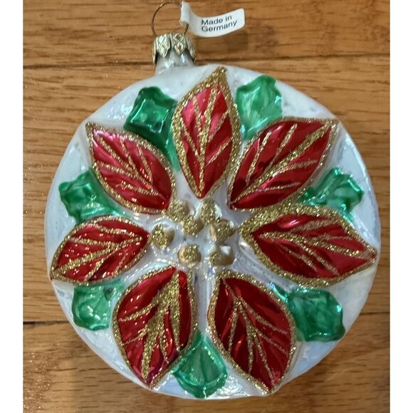 Vintage Poinsettia Christmas Tree Ornament - Made in West Germany - Picture 2 of 5